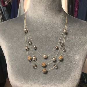 Chico’s Gold And Silver Beaded Necklace